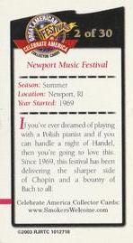 2003 Doral Celebrate America Great American Festivals #2 Newport Music Festival Back