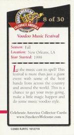 2003 Doral Celebrate America Great American Festivals #8 Voodoo Music Festival Back