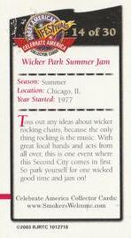 2003 Doral Celebrate America Great American Festivals #14 Wicker Park Summer Jam Back