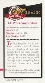 2003 Doral Celebrate America Great American Festivals #26 Old Pecan Street Festival Back