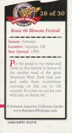 2003 Doral Celebrate America Great American Festivals #28 Route 66 Blowout Festival Back