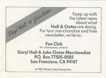 1985 Wonder Bread Rock Stars #NNO Daryl Hall / John Oates Back
