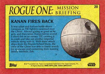 2016 Topps Star Wars Rogue One: Mission Briefing #20 Kanan fires back Back