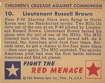 1951 Bowman (Fight the) Red Menace (R701-12) #10 Lieutenant Russell Brown Back