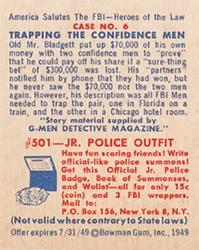 1949 Bowman America Salutes the FBI - Heroes of the Law (R701-6) #6 Trapping the Conference Men Back