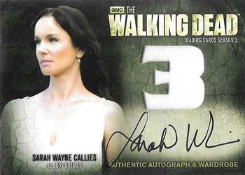 2014 Cryptozoic The Walking Dead Season 3 Part 1 - Autographed Wardrobe #AM7 Sarah Wayne Callies Front
