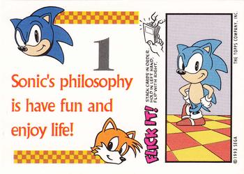 1993 Topps Sonic the Hedgehog - Stickers #1 Sonic's philosophy is to have fun Back