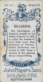 1905 Player's Countries Arms & Flags #12 Bulgaria Back
