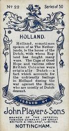 1905 Player's Countries Arms & Flags #22 Holland Back