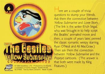 1999 Duo Cards The Beatles Yellow Submarine #6 Yellow Submarine Back