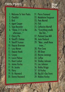 1991 Star Pics Twin Peaks #2 Checklist Front