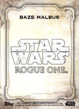 2016 Topps Star Wars Rogue One Series 1 #3 Baze Malbus Back