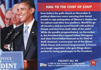 2009 Topps President Obama - Silver Foil Stamp #74 Hail to the Chief of Staff Back