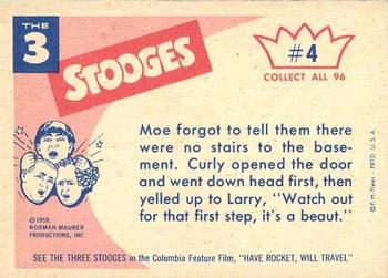 1959 Fleer The Three Stooges #4 You'll Sleep in the Room in basement and Like It. Back