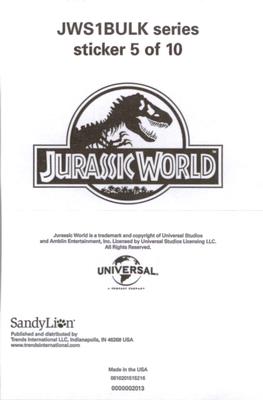 2015 Sandylion Jurassic World Stickers #5 Jurassic World/Genetically Altered DNA Back