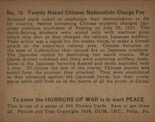 1938 Gum Inc. Horrors of War (R69) #10 Twenty Naked Chinese Nationalists Charge Foe Back