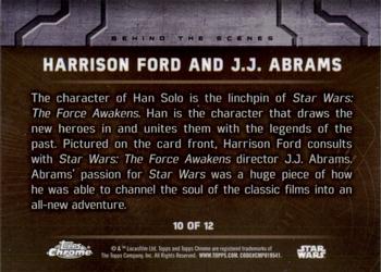 2016 Topps Chrome Star Wars The Force Awakens - Behind the Scenes #10 Harrison Ford and J.J. Abrams Back