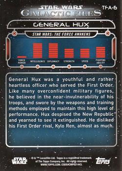 2017 Topps Star Wars: Galactic Files Reborn #TFA-6 General Hux Back