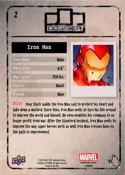 2015 Upper Deck Marvel Dossier #2 Iron Man Back