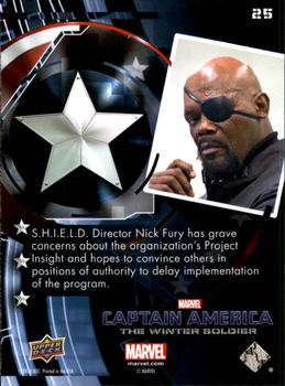 2014 Upper Deck Captain America The Winter Soldier #25 S.H.I.E.L.D. Director Nick Fury has grave concerns Back