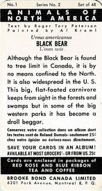 1960 Brooke Bond (Red Rose Tea) Animals of North America #1 American Black Bear Back