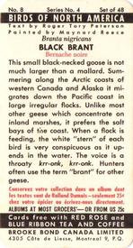 1962 Brooke Bond (Red Rose Tea) Birds of North America #8 Black Brant Back