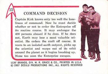 1967 Leaf Star Trek #15 Command Decision Back