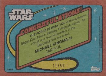 2016 Topps Star Wars Rogue One: Mission Briefing - Autographs Death Star #NNO Michael Kingma Back