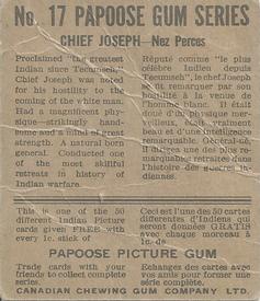 1934 Papoose Gum Indians (V254) #17 Chief Joseph Back