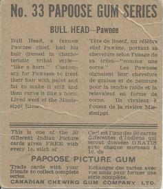 1934 Papoose Gum Indians (V254) #33 Bull Head Back