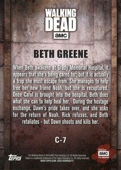 2016 Topps The Walking Dead Season 5 - Character Profiles #C-7 Beth Greene Back