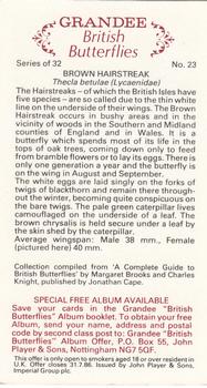 1983 Grandee British Butterflies #23 Brown Hairstreak Back