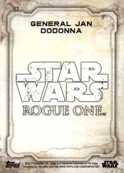 2016 Topps Star Wars Rogue One Series 1 - Death Star Black #17 General Jan Dodonna Back