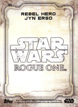 2016 Topps Star Wars Rogue One Series 1 - Death Star Black #46 Rebel Hero Jyn Erso Back