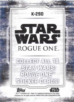 2016 Topps Star Wars Rogue One Series 1 - Character Stickers #NNO K-2SO Back