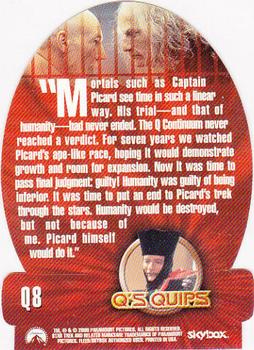 2000 SkyBox Star Trek The Next Generation Profiles - Q's Quips Cards Die Cut #Q8 All Good Things, Part I Back