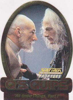 2000 SkyBox Star Trek The Next Generation Profiles - Q's Quips Cards Die Cut #Q8 All Good Things, Part I Front