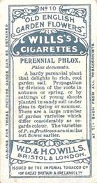 1910 Wills's Old English Garden Flowers #10 Perennial Phlox Back