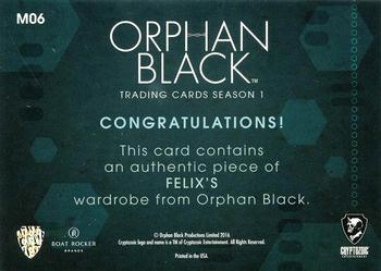 2016 Cryptozoic Orphan Black Season 1 - Wardrobe Relics #M06 Jordan Gavaris Back