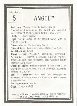 1987 Comic Images Marvel Universe I #5 Angel Back