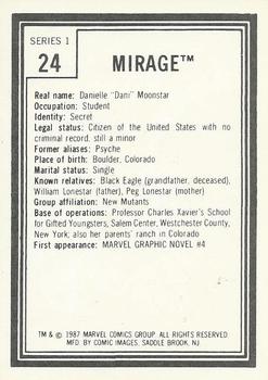 1987 Comic Images Marvel Universe I #24 Mirage Back