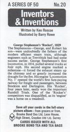 1975 Brooke Bond Inventors & Inventions #20 George Stephenson's 'Rocket', 1829 Back