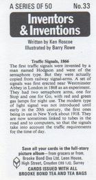 1975 Brooke Bond Inventors & Inventions #33 Traffic Signals, 1866 Back