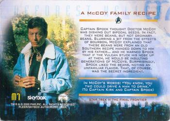 2000 SkyBox Star Trek Cinema 2000 - Dr. McCoy: A Tribute #M7 A McCoy Family Recipe Back