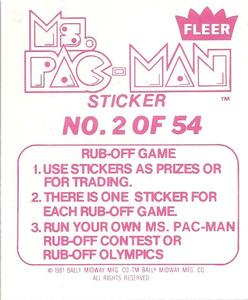 1981 Fleer Ms. Pac-Man Stickers #2 Ms. Pac-Man racing team Back