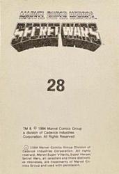 1984 Leaf Marvel Super Heroes Secret Wars Stickers #28 Incredible Hulk Back