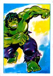 1984 Leaf Marvel Super Heroes Secret Wars Stickers #29 Incredible Hulk Front