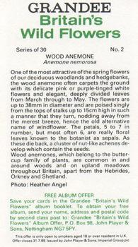 1986 Grandee Britain's Wild Flowers #2 Wood Anemone Back