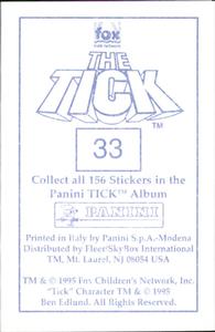 1995 Panini The Tick Stickers #33 ...Because I'm going to feed you to my pit Back