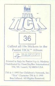 1995 Panini The Tick Stickers #36 Crunch! Back